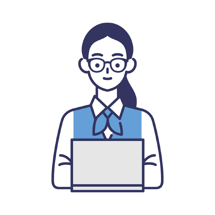 Girl with glasses operating a computer