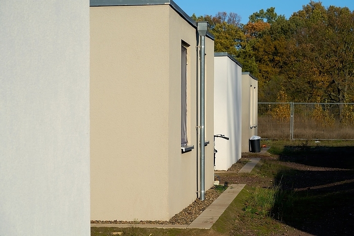 Emergency accommodation for refugees at the edge of the city of Magdeburg in Germany Emergency accommodation for refugees at the edge of the city of Magdeburg in Germany