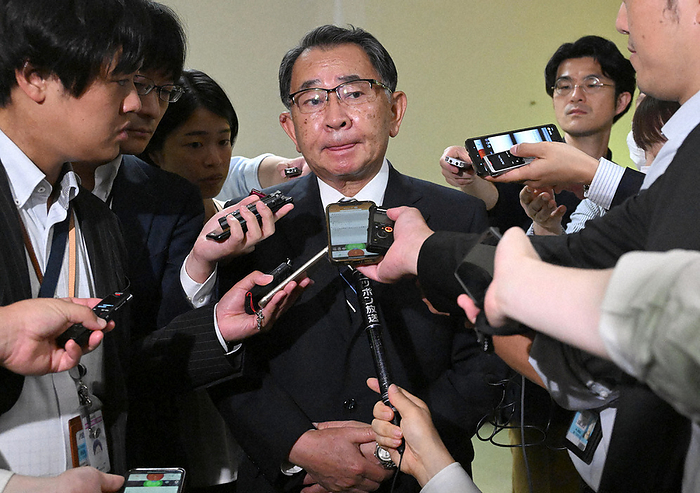 LDP s Abe faction holds general meeting Tachibana Shiotani, acting chairman of the Abe faction of the Liberal Democratic Party  LDP , who will be the  chairperson  of the Abe faction, speaks to reporters after the faction s general meeting at the party s headquarters in Chiyoda ku, Tokyo, at 0:39 p.m. on August 17, 2023  photo by Mikiharu Takeuchi .