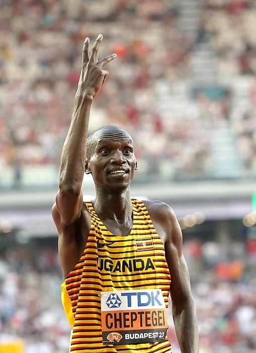 World Athletics Championships 2023 Budapest  Joshua Cheptegei  UGA  is gold medallist 10.000m men during the 19th edition World Athletics Championships on August 20, 2023 in the National Athletics Centre in Budapest, Hungary   Photo by SCS Soenar Chamid AFLO  HOLLAND OUT 