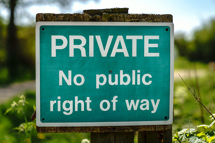 Sign: Private, no public right of way Sign: Private, no public right of way