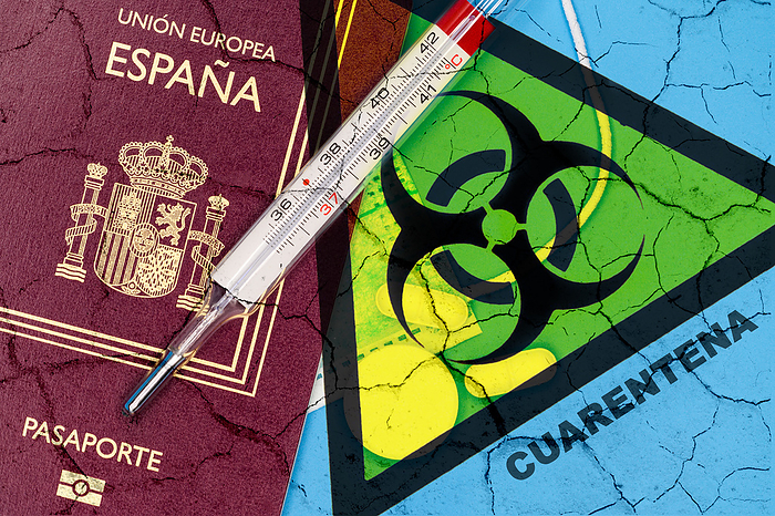 Spain travel restriction. Cancel the planned trip to Spain or restriction to Spanish travelers concept due to the spread of coronavirus infection. Quarantine for the covid 19 pandemic Spain travel restriction. Cancel the planned trip to Spain or restriction to Spanish travelers concept due to the spread of coronavirus infection. Quarantine for the covid 19 pandemic