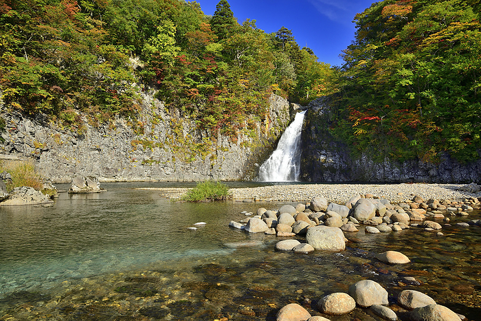 Houtai Falls in Autumn Leaves Akita Prefecture At Houtai Waterfall, Yurihonjo City