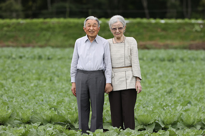 The Emperor and Empress strolling through the vegetable fields of the Ohinata Settlement The emperor and his wife stroll through a vegetable field in the Ohinata Settlement, Karuizawa, Nagano, Japan, Aug. 23, 2023, 10:28 a.m.  Representative photo 