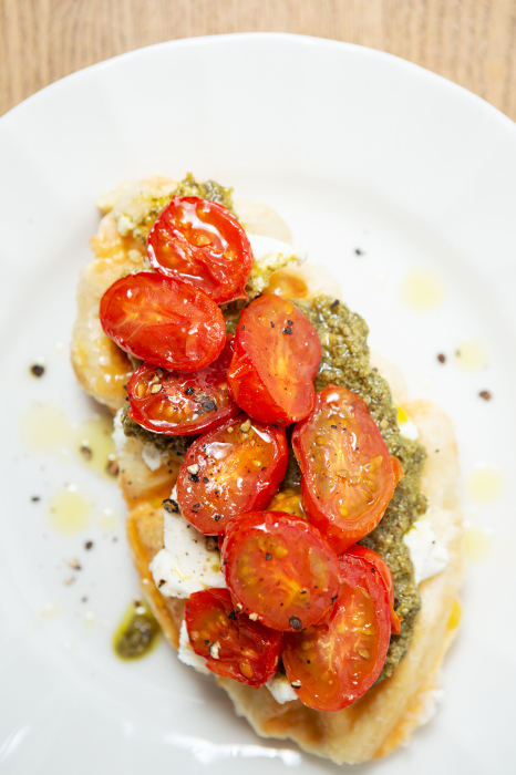 Open Sandwich with Cherry Tomato and Basil