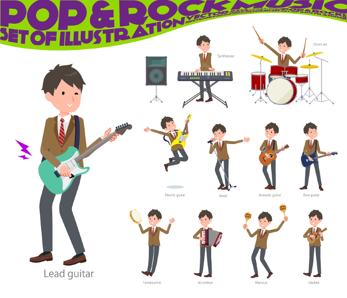 Set of blazer boys playing rock and roll and pop music