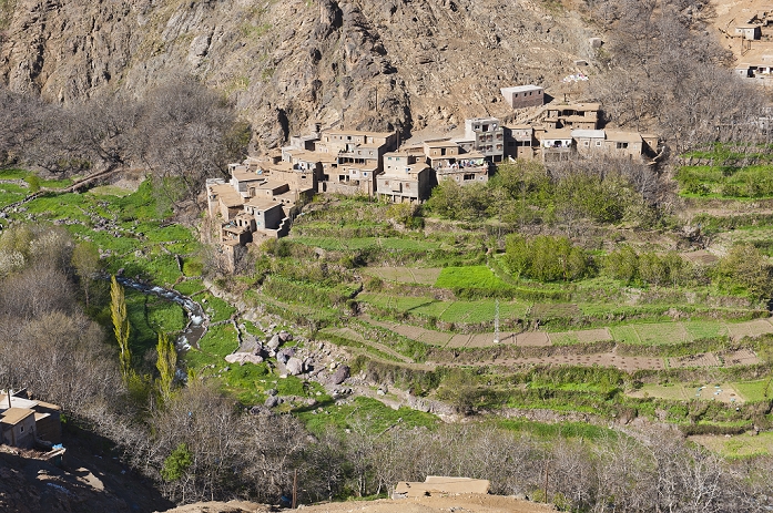 Morocco Berber village at the foot of Tizi n Tamatert, High Atlas Mountains, Morocco, North Africa, Africa