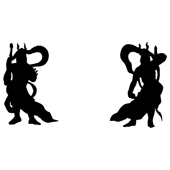 Illustration of Kongorikishi statue silhouette vector
