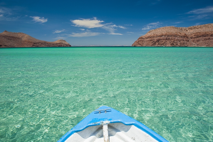 Mexico Little boat in the turquoise waters at Isla Espiritu Santo, Baja California, Mexico, North America