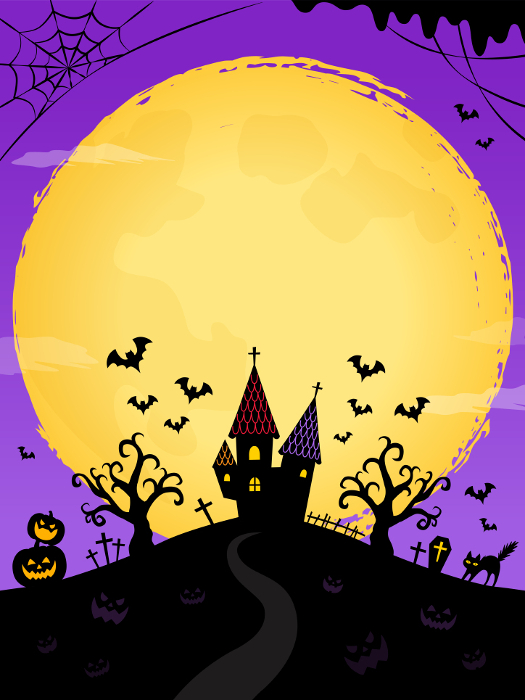 Halloween Frame Background_Large Full Moon_Purple_Vertical (3:4)