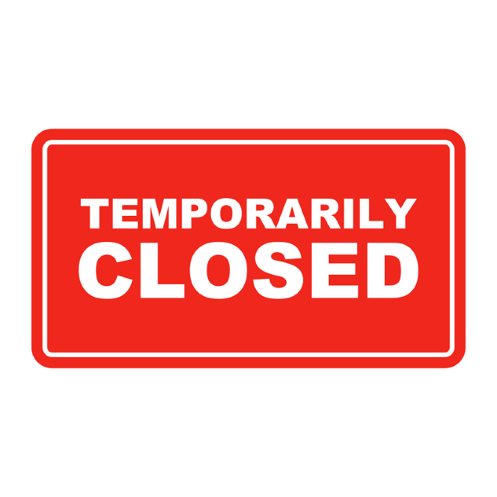 TEMPORARILY CLOSED red sign icon. Vector.