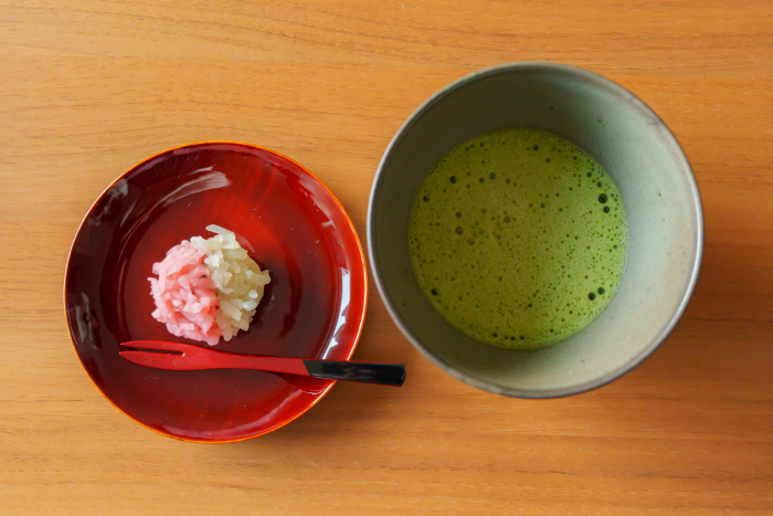 Matcha green tea and tea sweets