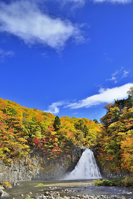 Autumn leaves in Tamada Valley Akita Pref. At Houtai Waterfall, Chokaicho, Yurihonjo City