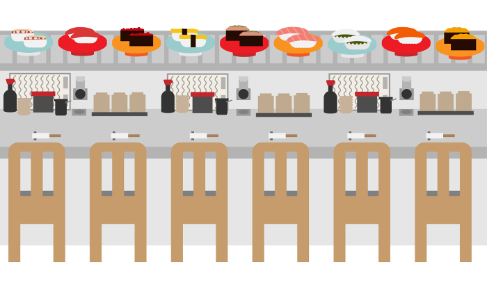 Clip art of conveyor belt sushi lane and counter seat