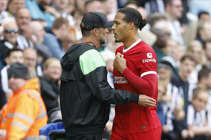 Newcastle United v Liverpool FC   Premier League Jurgen Klopp, Manager of Liverpool and Virgil van Dijk of Liverpool after been sent off during the Premier League match between Newcastle United and Liverpool FC at St. James  Park on August 27, 2023 in Newcastle, England.   WARNING  This Photograph May Only Be Used For Newspaper And Or Magazine Editorial Purposes. May Not Be Used For Publications Involving 1 player, 1 Club Or 1 Competition Without Written Authorisation From Football DataCo Ltd. For Any Queries, Please Contact Football DataCo Ltd on  44  0  207 864 9121