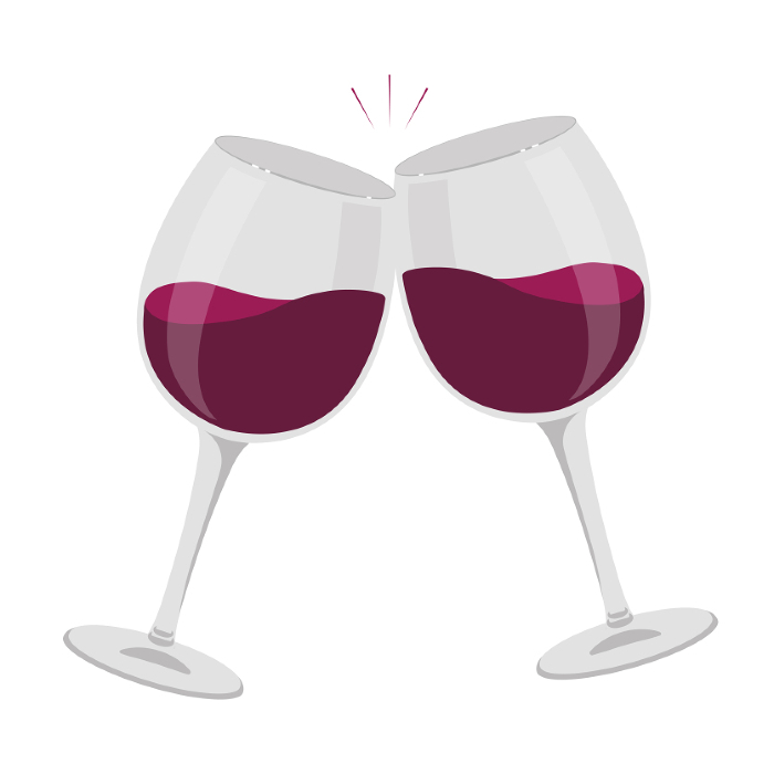Illustration of a toast with red wine