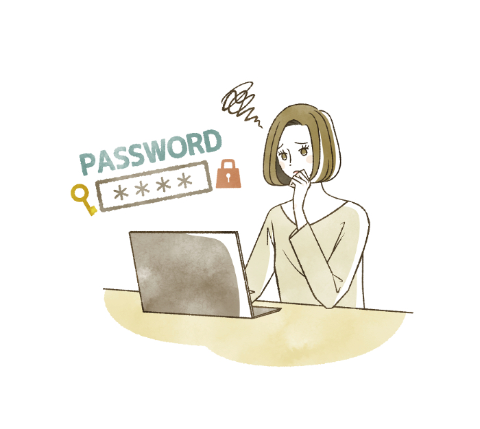 Woman struggling with computer passwords