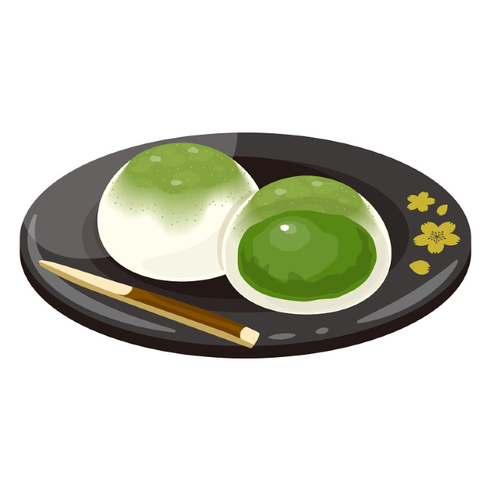 Kabusecha Daifuku, green tea bean paste, black plate, cross section