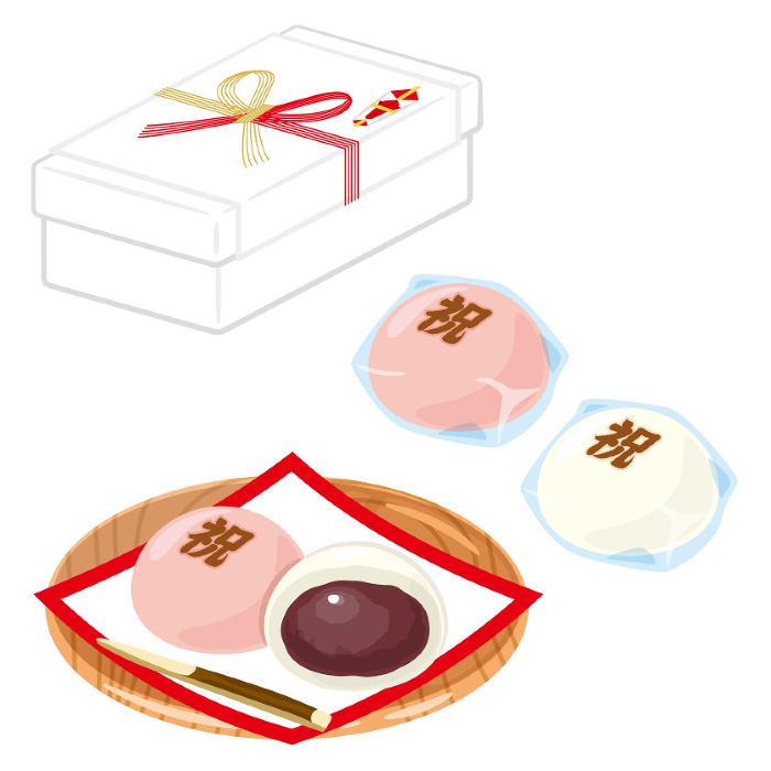 Boxed set of festive red and white Daifuku with a gift certificate