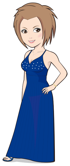 Hostess in blue dress