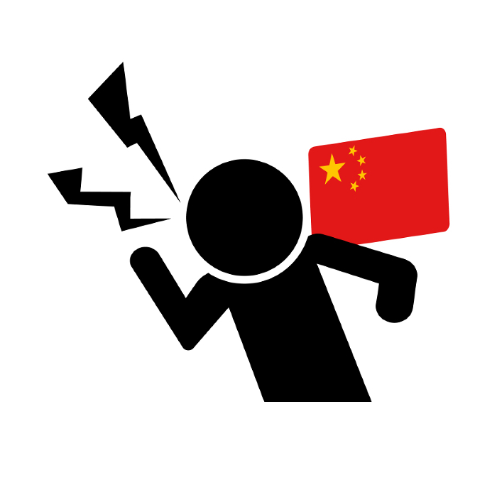 An angry Chinese. A Chinese person making a point. Vector.