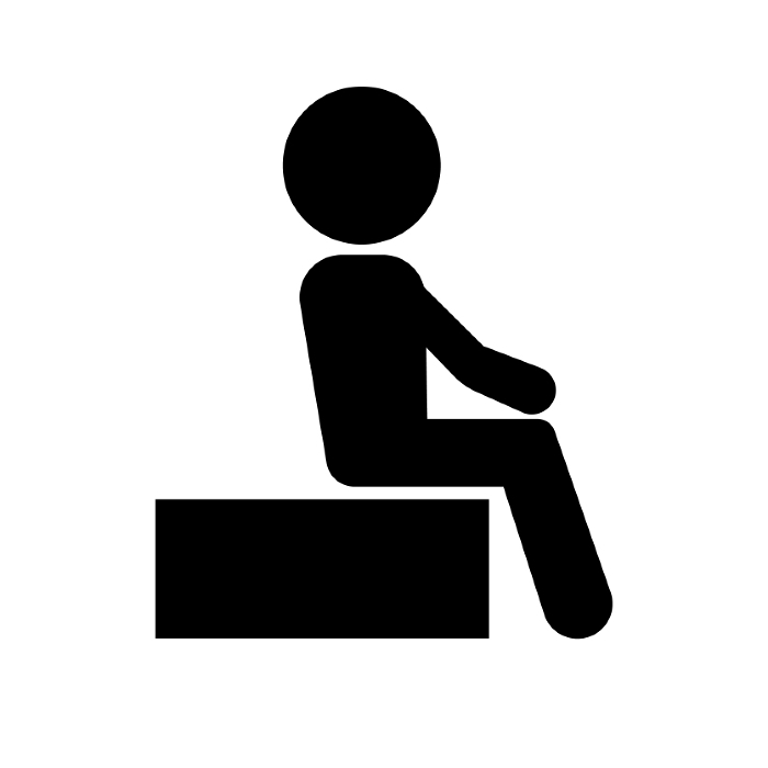 Icon of a person sitting low. Vector.