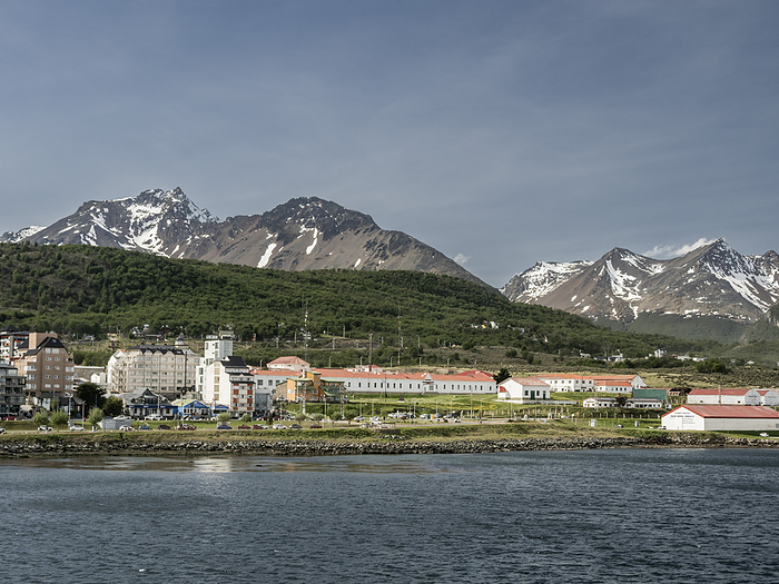 A view of the shoreline of Ushuaia in the Beagle Channel, Argentina. A view of the shoreline of Ushuaia in the Beagle Channel, Tierra del Fuego, Argentina, South America, by Michael Nolan