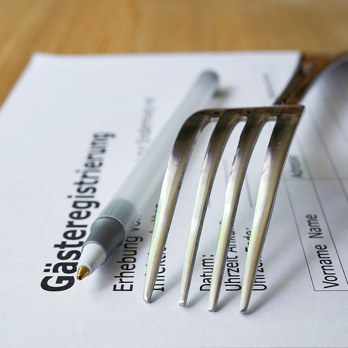 Form for guest registration in a restaurant in Germany during the Corona pandemic Form for guest registration in a restaurant in Germany During the Corona Pandemic, by Zoonar HEIKO KUEVERL