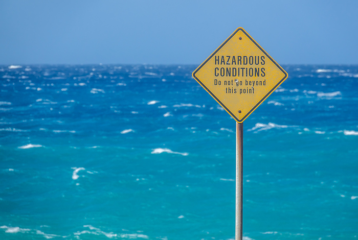 Sign For Hazardous Ocean Conditions Sign for Hazardous Ocean Conditions, by Zoonar Roy Henderson