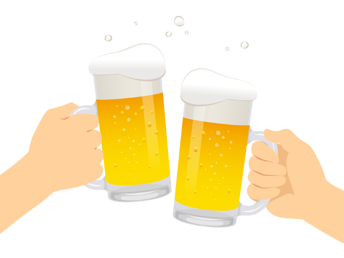 Illustration of a toast with a mug of beer