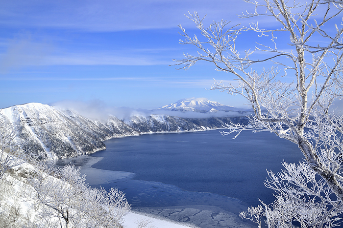Lake Mashu, morning of fog and ice, Hokkaido, Japan At Lake Mashu, Teshikaga