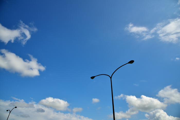 Blue sky and street lights