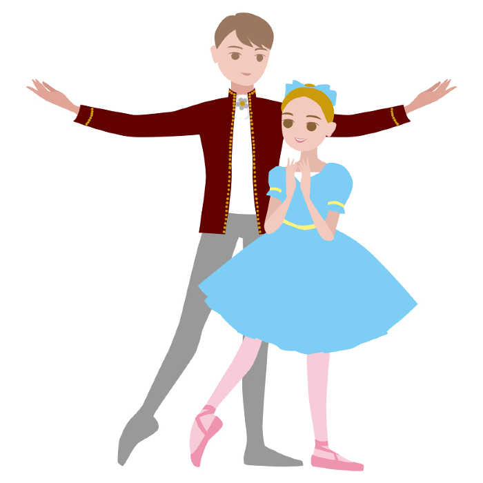 Simple dancer's illustration_Image of Clara and the Prince in the ballet 
