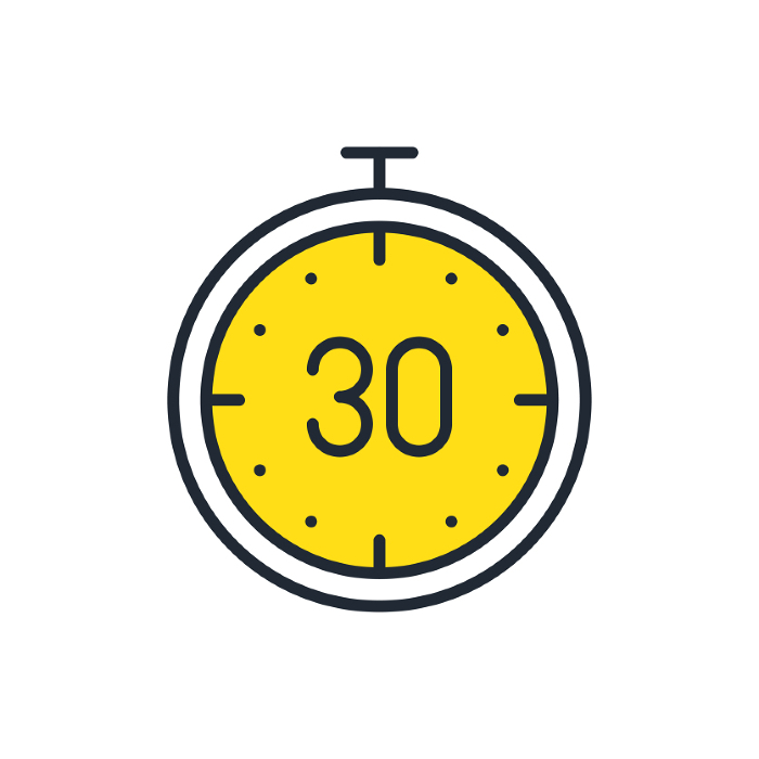 Simple vector icon illustration of 30 seconds and 30 minutes