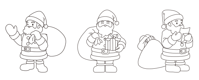 Santa Claus in various poses, vector material