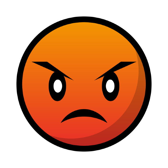 Pop angry face emoji. Vector.