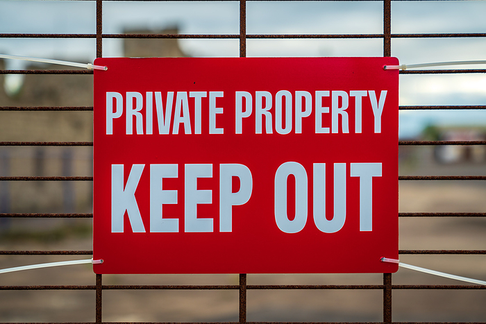 Sign: Private Property, Keep Out Sign: private property, keep out out, by Zoonar Bernd Bruegge