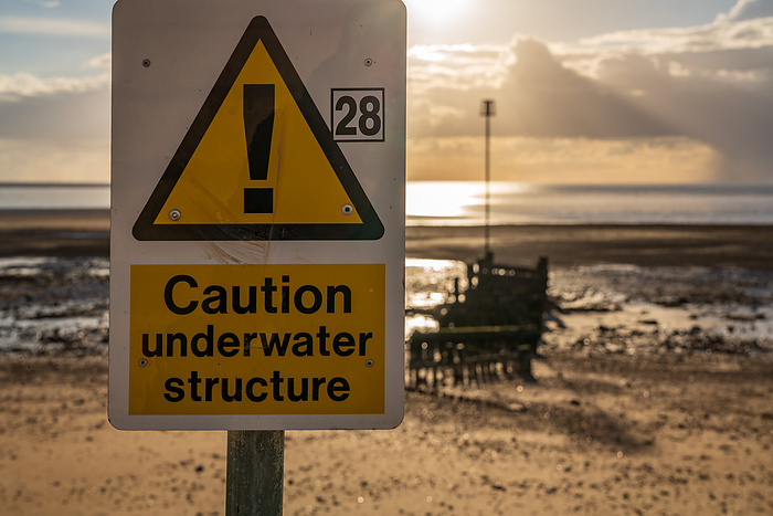 Sign: Caution, Underwater structure Sign: Caution, Underwater Structure, by Zoonar Bernd Bruegge