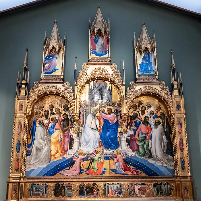 FLORENCE, TUSCANY ITALY   OCTOBER 19 : Coronation of the Virgin painting in the Uffizi gallery in Florence on October 19, 2019 Florence, Tuscany Italy   October 19: Coronation of the Virgin Painting in the Uffizi Gallery in Florence on October 19, 2019, by Zoonar Phil Bird