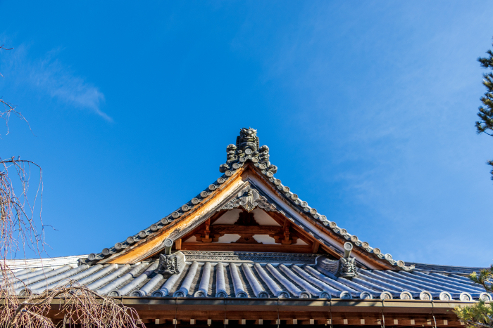 Traditional Japanese tiled roof and gable