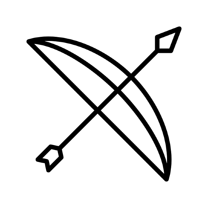 Simple bow and arrow weapon icon. Vector.
