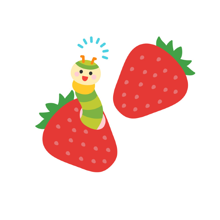 Strawberry and cute caterpillar characters