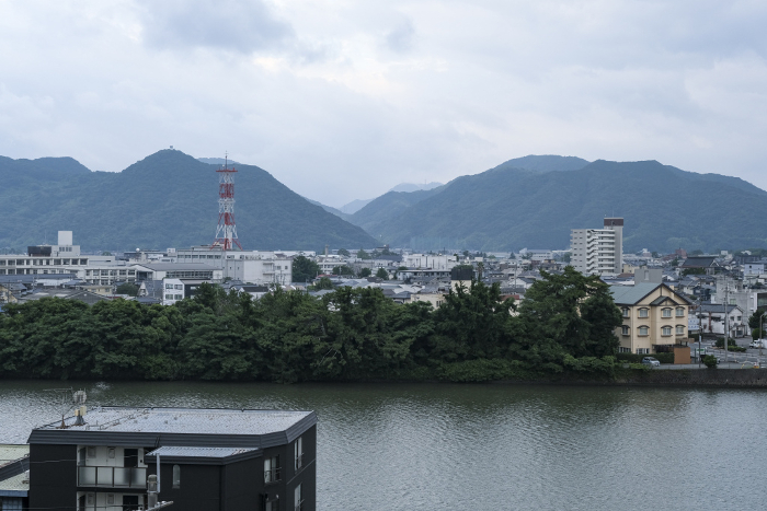 Urban area of Hagi viewed over the Matsumoto River