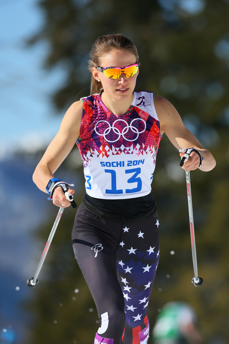 Sochi 2014 Olympics. XC Women s 10km, temperature 12 degrees Celsius Sophie Caldwell  USA , FEBRUARY 13, 2014   Cross Country Skiing :  Women s 10km  at  LAURA  Cross Country Ski   Biathlon Center  during the Sochi 2014 Olympic Winter Games in Sochi, Russia.   Photo by Yohei Osada AFLO SPORT   1156  