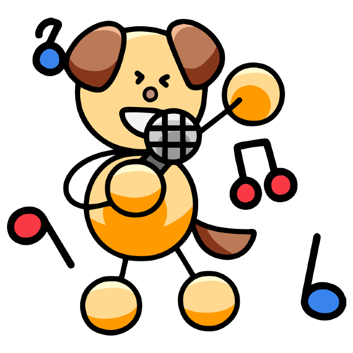 Clip art of wan-maru singing with microphone(reversible version) dog