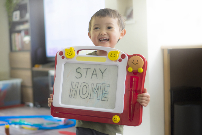 Two-year-old with stay-home