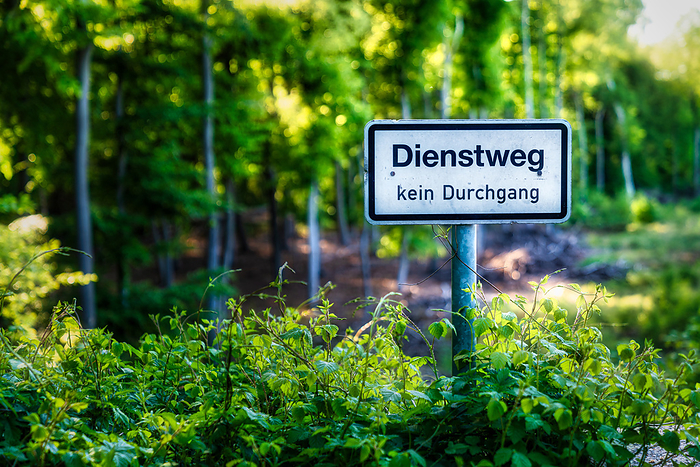 Sign: Dienstweg kein Durchgang  German for: Service path, no passage  Sign: Outward route no passage  German for: Service Path, No Passage , by Zoonar Bernd Bruegge