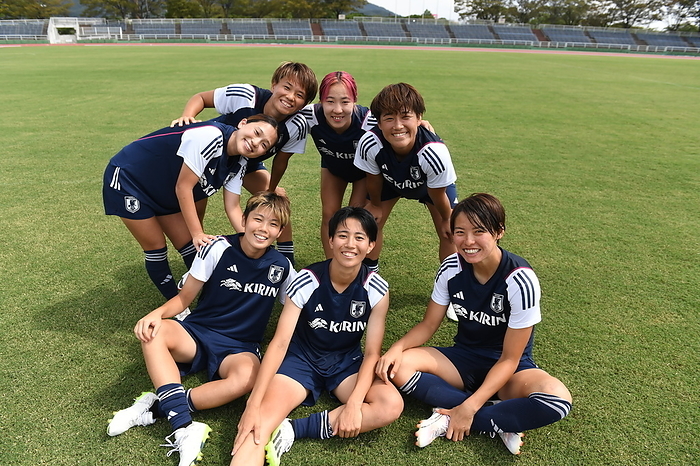Japan women s national soccer team training session Japan players pose during a training session at Honjo Athletic Stadium in Fukuoka, Japan, September 20, 2023.  Photo by JFA AFLO 
