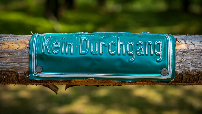 Sign: Kein Durchgang  German for no trespassing  Sign: No passage  German for no trespassing , by Zoonar Bernd Bruegge