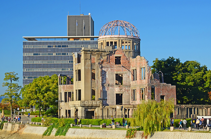 School excursion students Atomic Bomb Dome Peace Memorial Park Hiroshima City